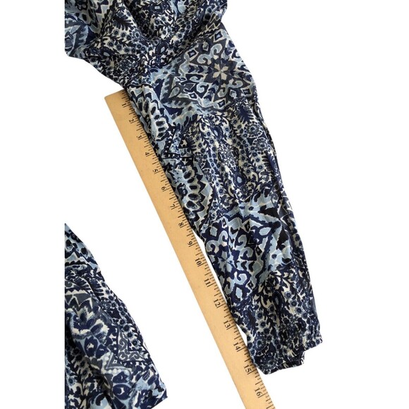 NWT Lucky Brand Tiered Bohemian Maxi Dress Blue Women’s Button Down Tie Waist S - Picture 9 of 13